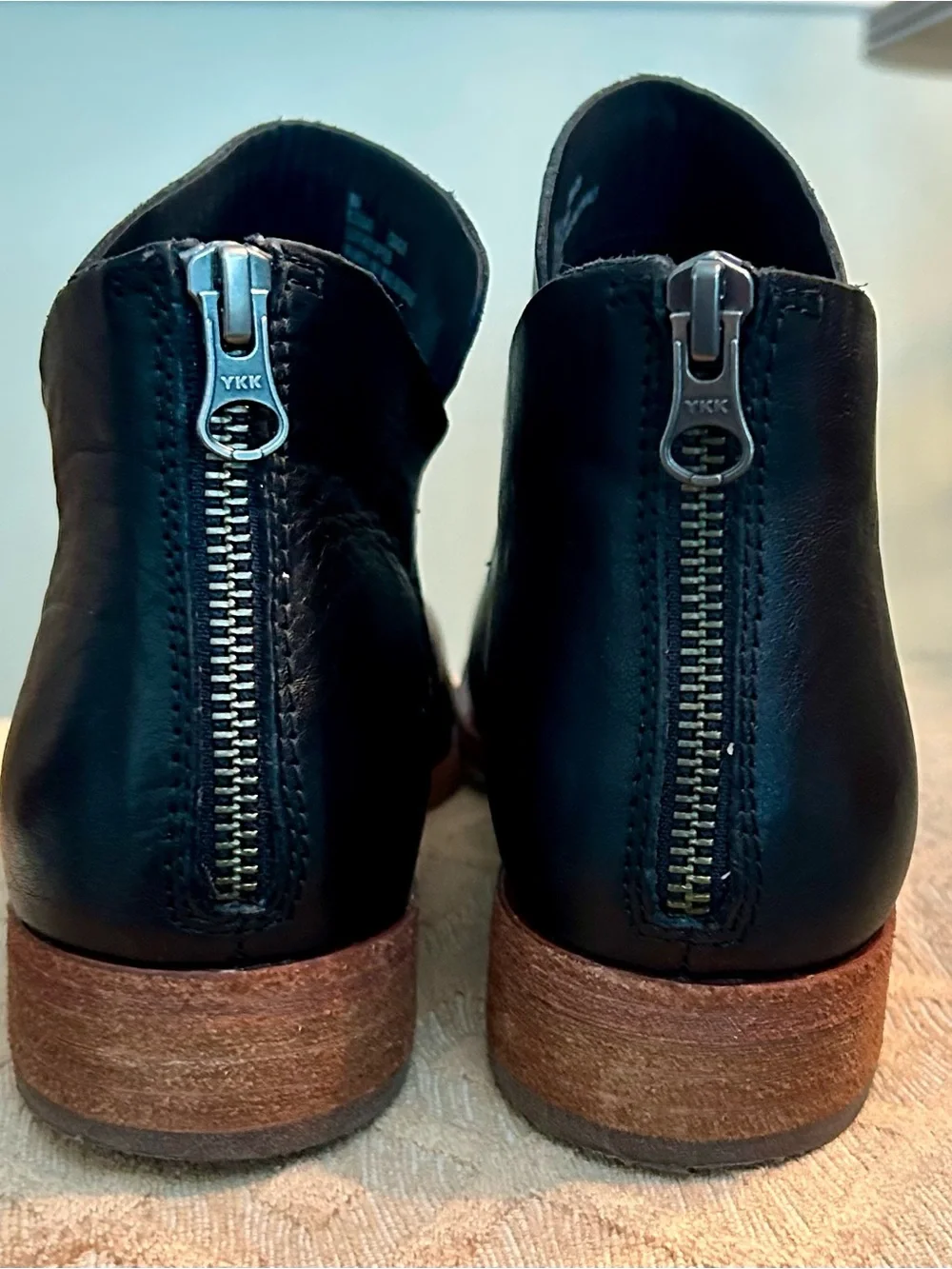 Kork-Ease Ryder Black Leather Ankle Boots Back Zip Comfort Booties Sz 8